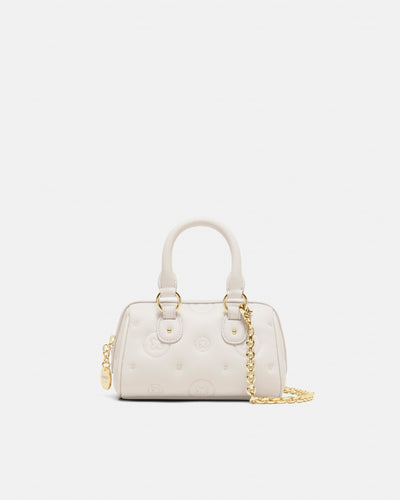 Flashback Leather Mini Bowler Crossbody Bag - Oyster