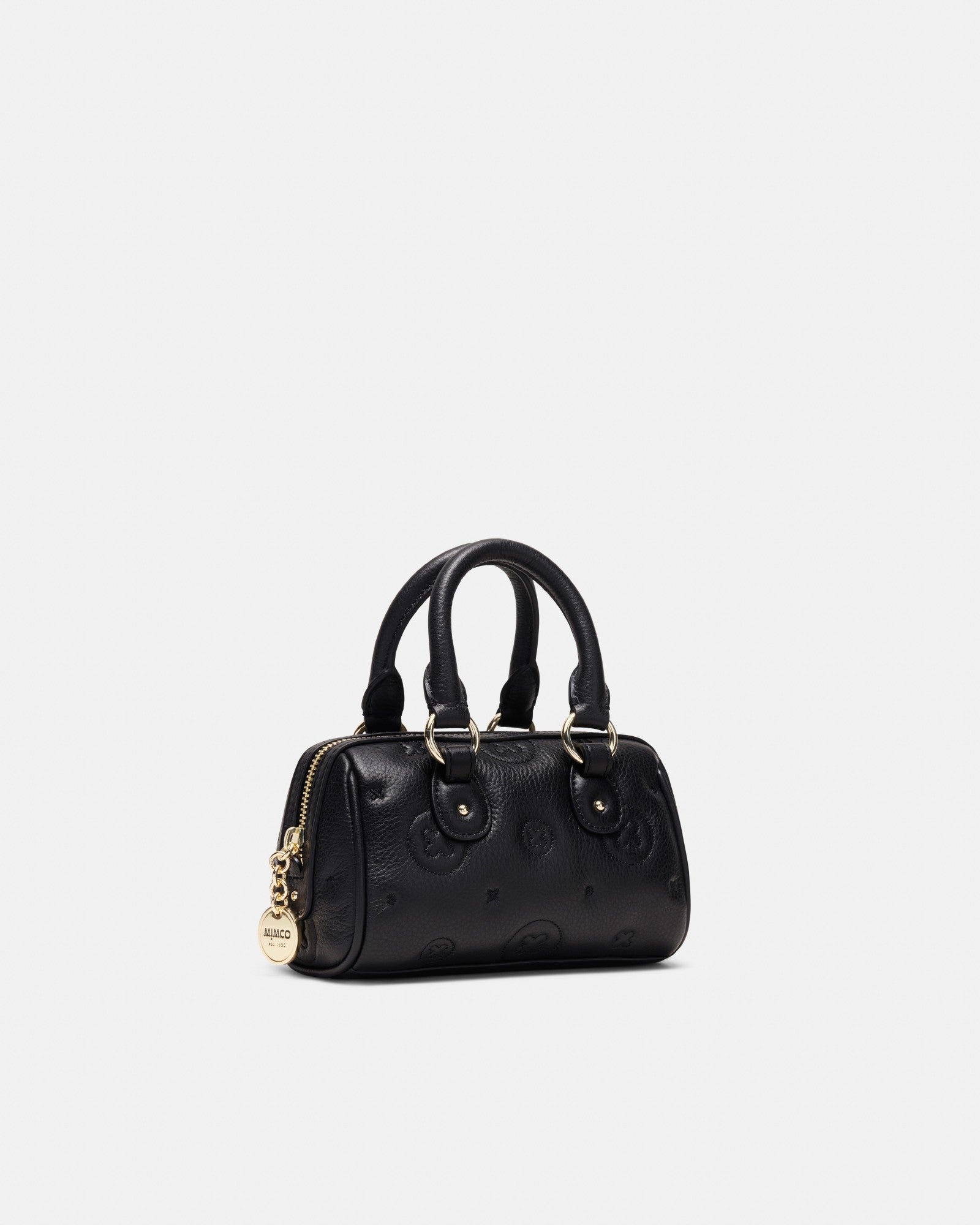 Flashback Leather Mini Bowler Crossbody Bag - Black