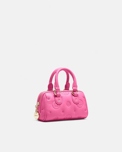 Flashback Leather Mini Bowler Crossbody Bag - Pink Splash