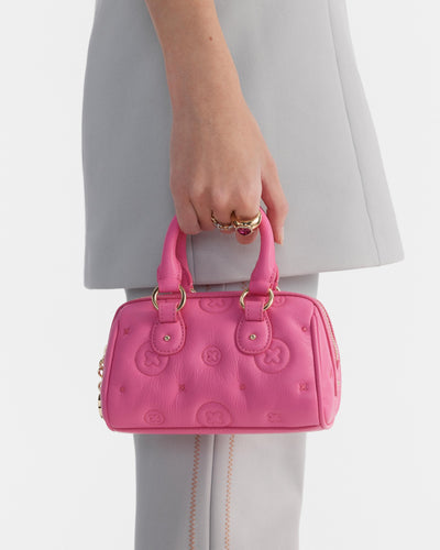 Flashback Leather Mini Bowler Crossbody Bag - Pink Splash