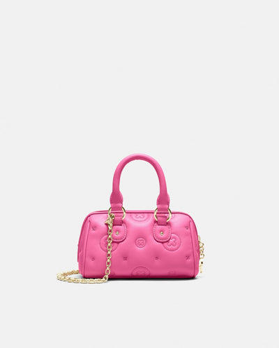 Flashback Leather Mini Bowler Crossbody Bag - Pink Splash