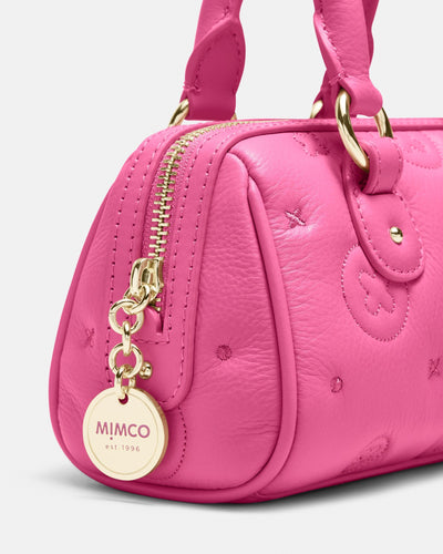 Flashback Leather Mini Bowler Crossbody Bag - Pink Splash