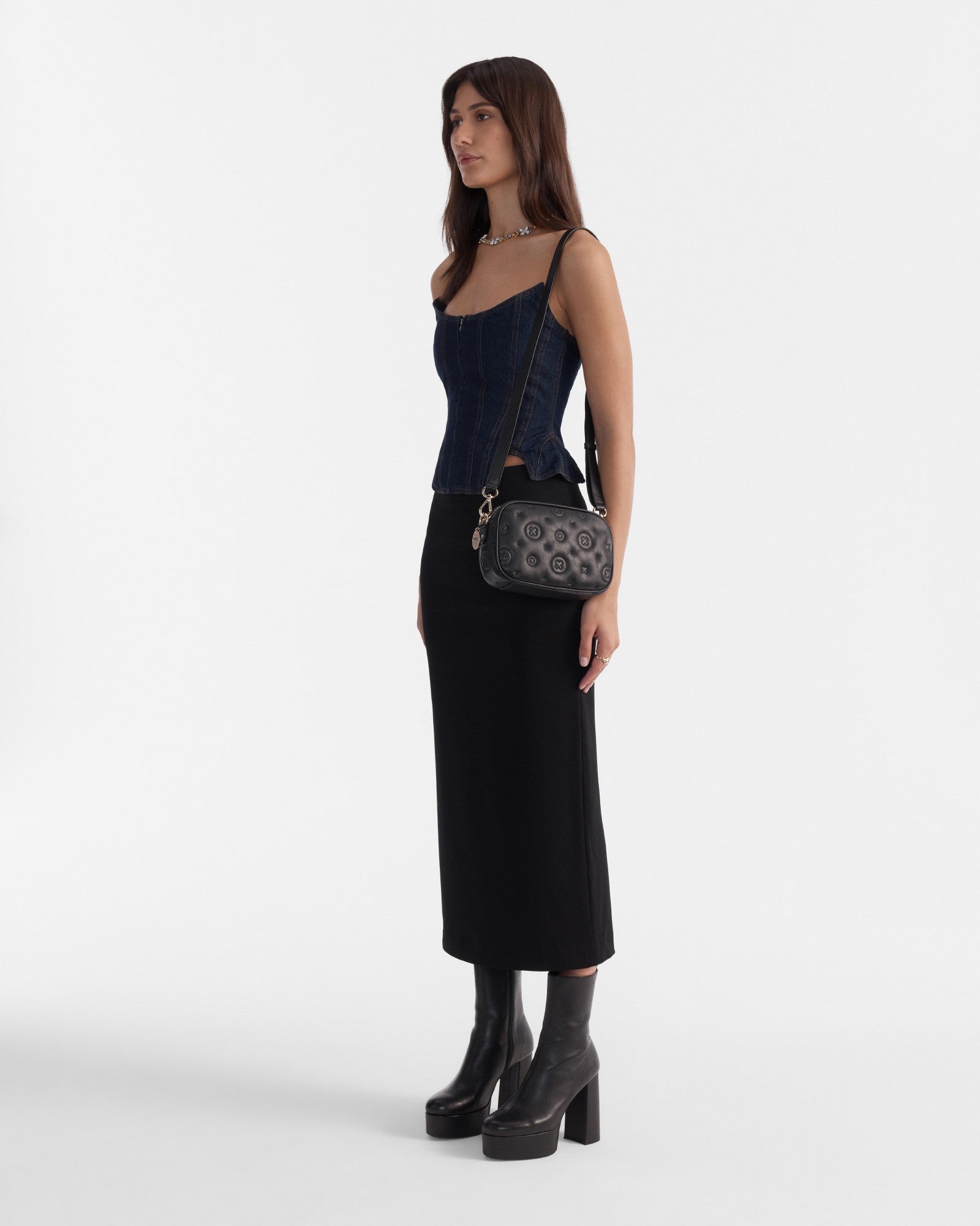 Flashback Leather Crossbody Bag - Black