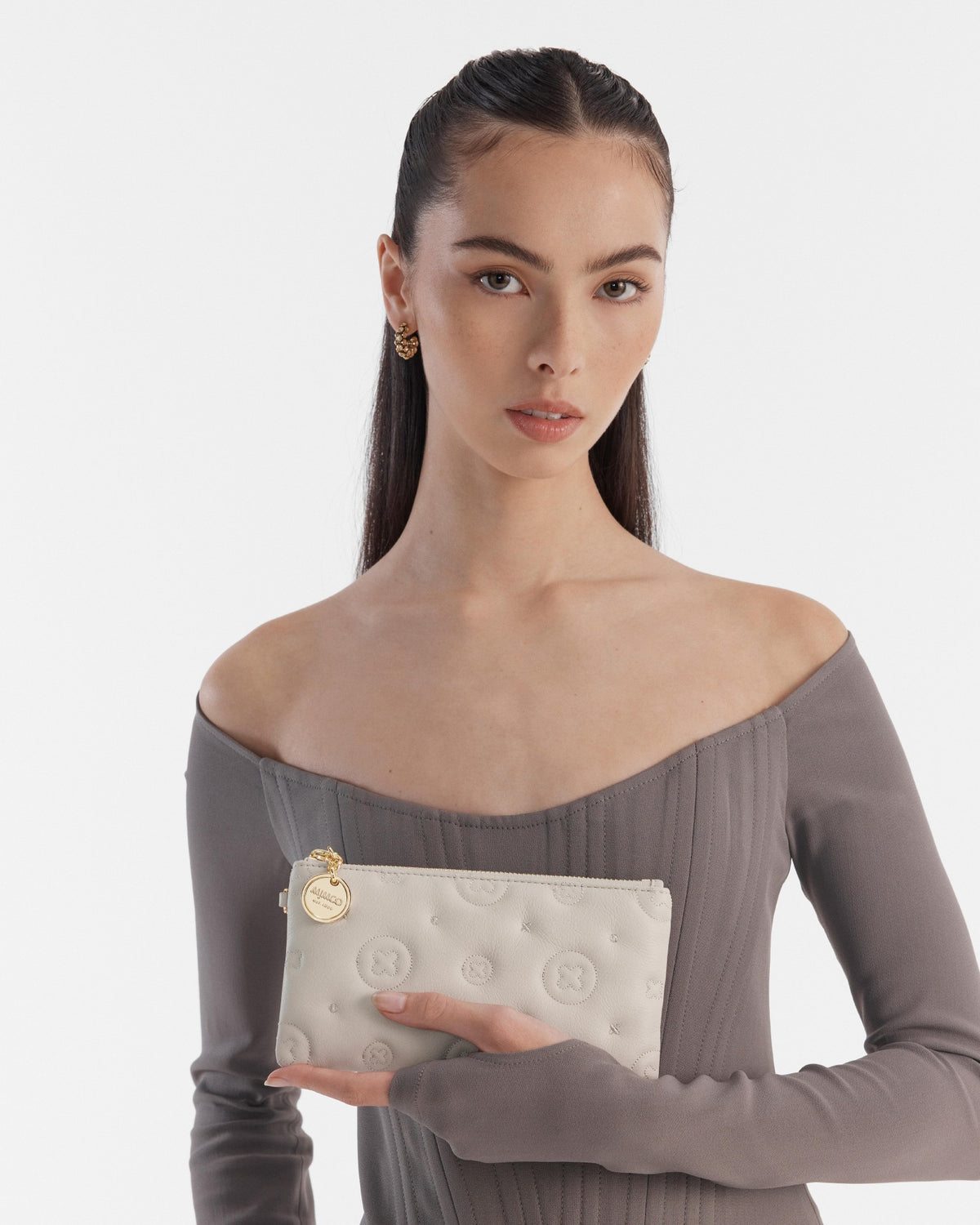 Flashback Leather Wristlet Pouch - Oyster