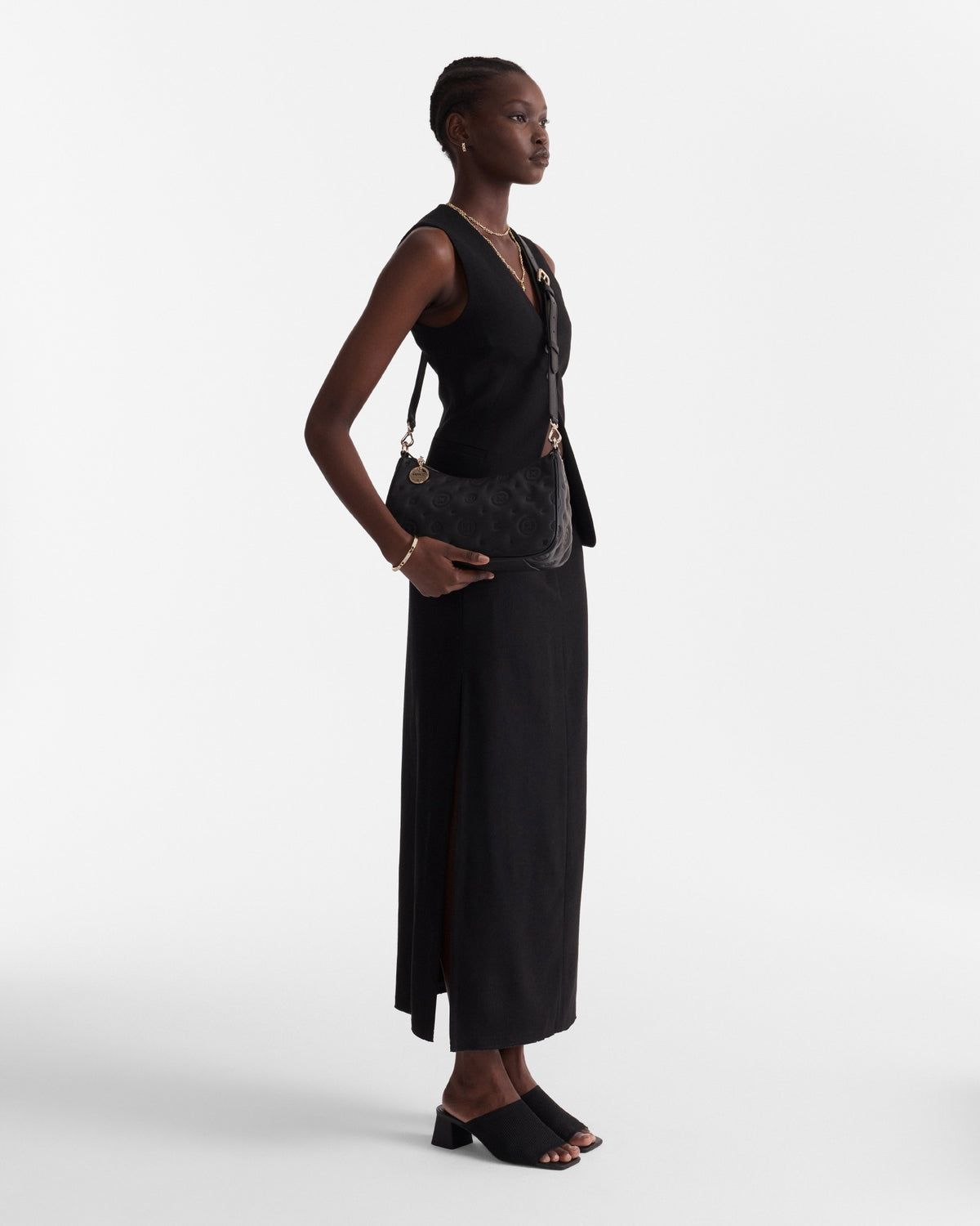 Flashback Leather Shoulder Bag - Black