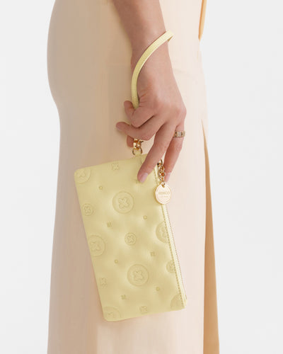 Flashback Leather Wristlet Pouch - Lemon Crush