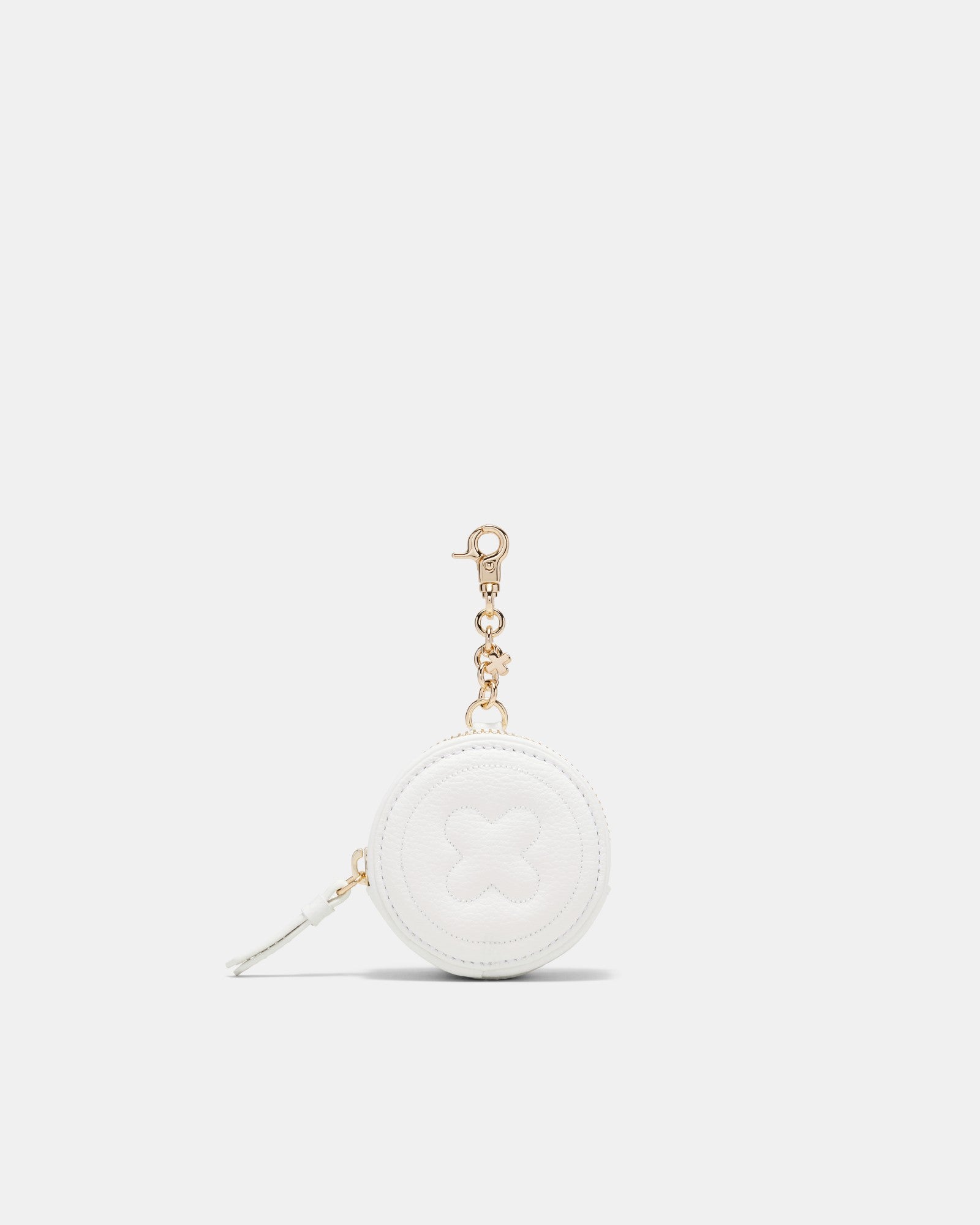 Flashback Leather Coin Charm Keyring - White