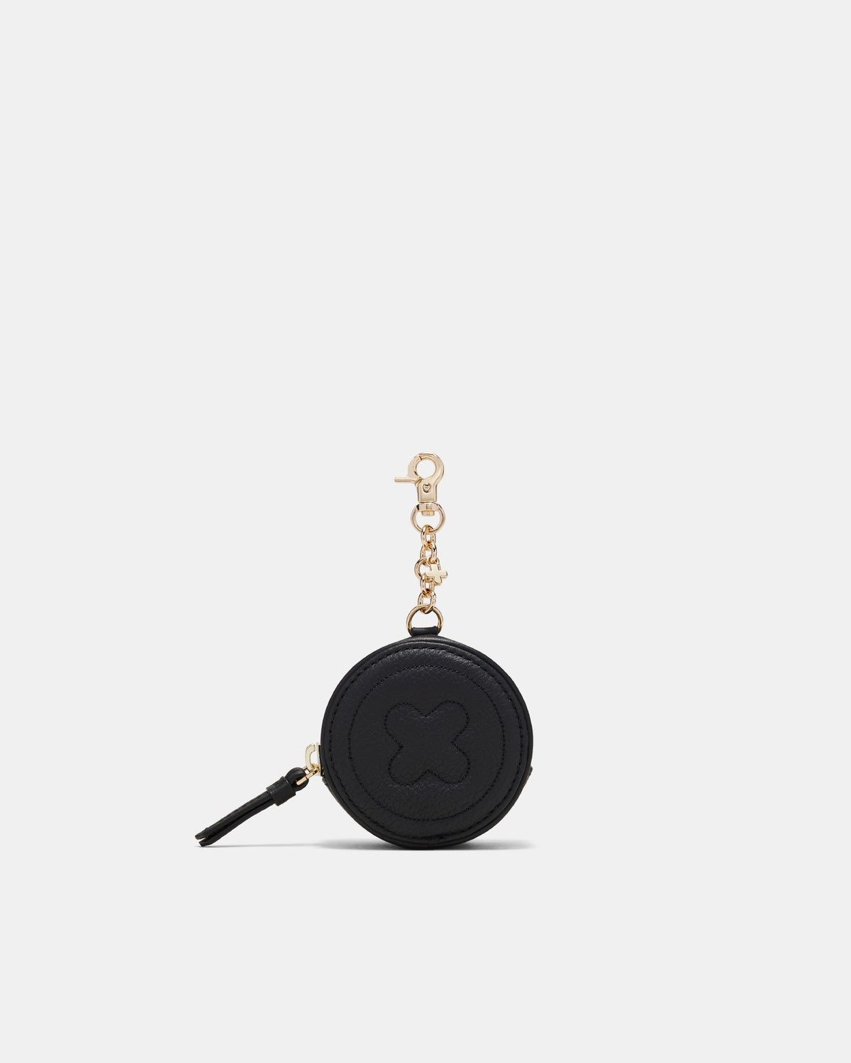 Flashback Leather Coin Charm Keyring - Black