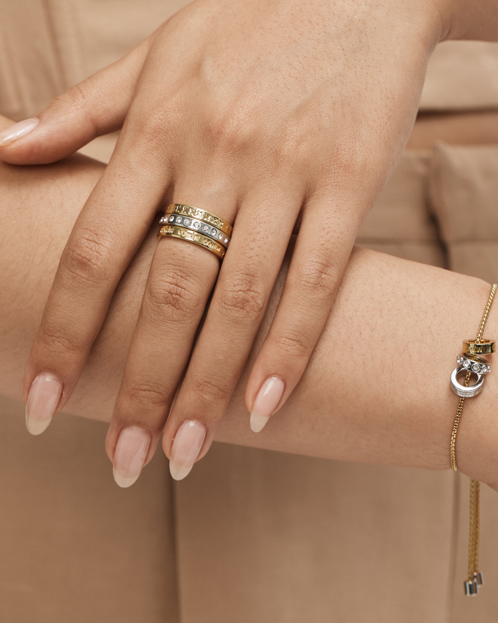 Halo Ring Stack - Gold Silver