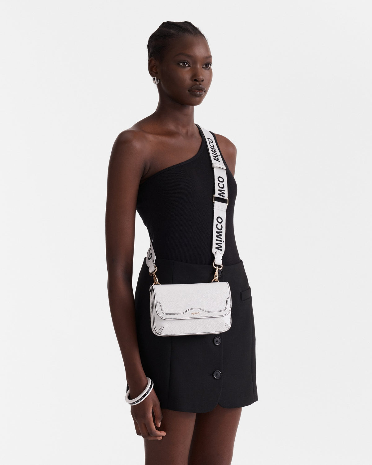 Jett Flapover Crossbody Bag - White Black