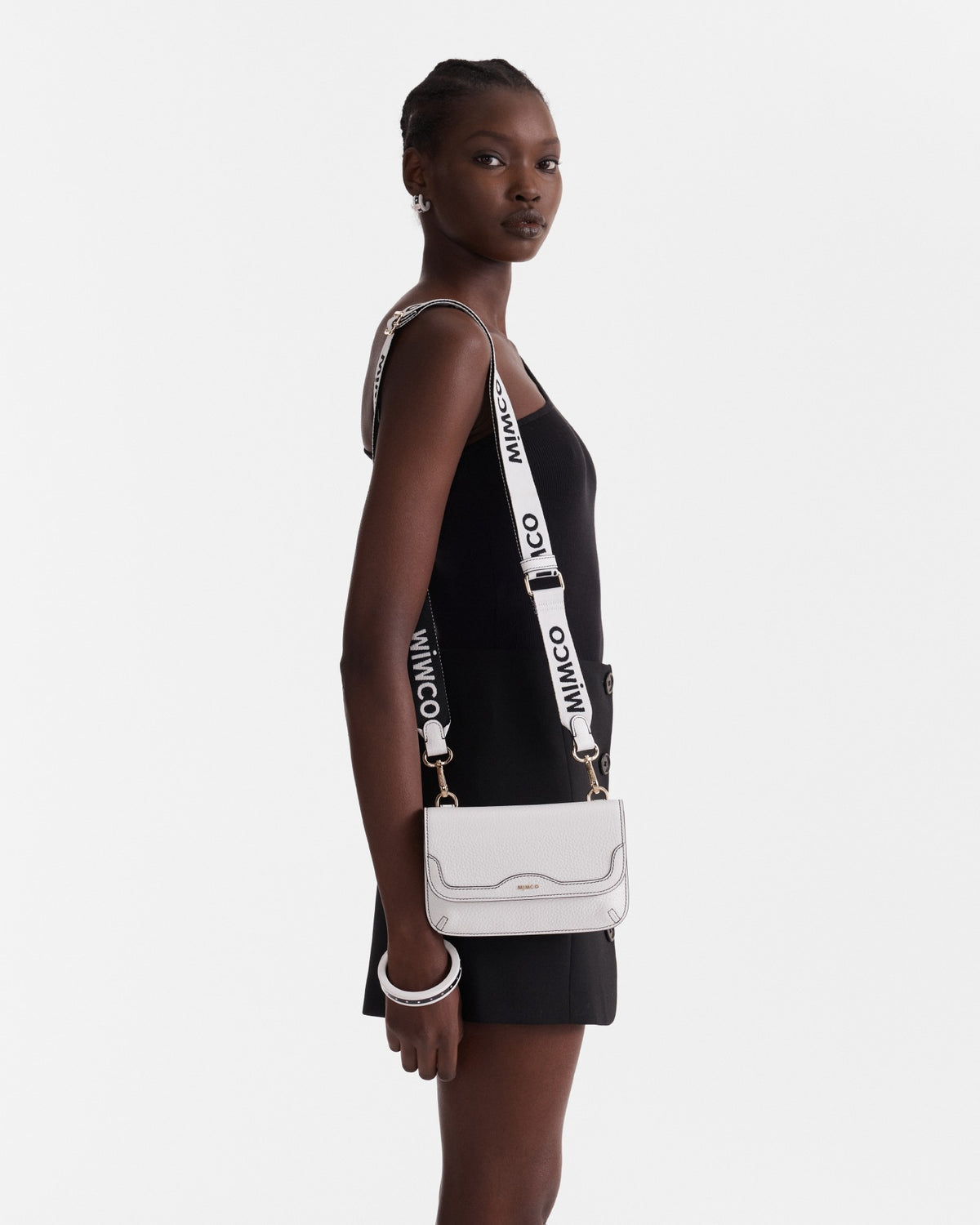 Jett Flapover Crossbody Bag - White Black