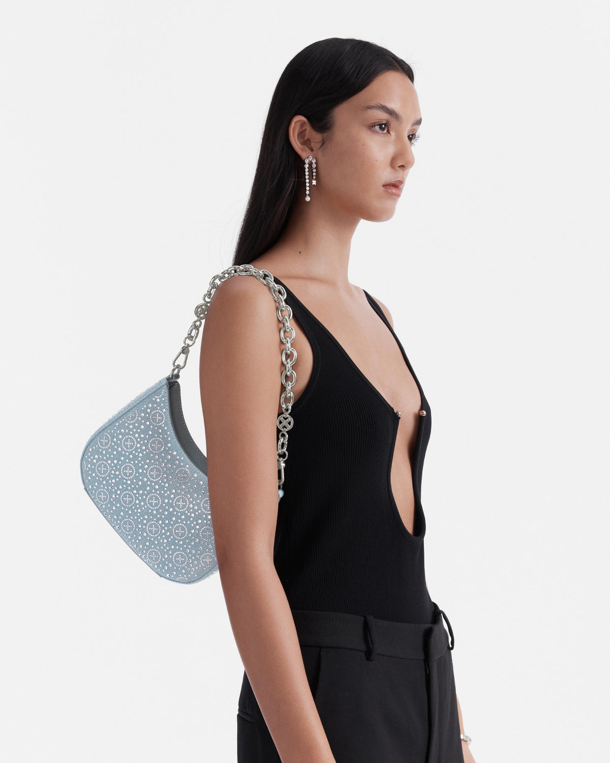 Mim-Gram Sparkle Shoulder Bag - Denim