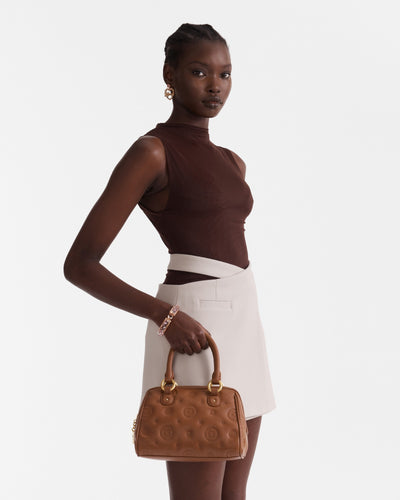 Flashback Leather Bowler Crossbody Bag - Mousse