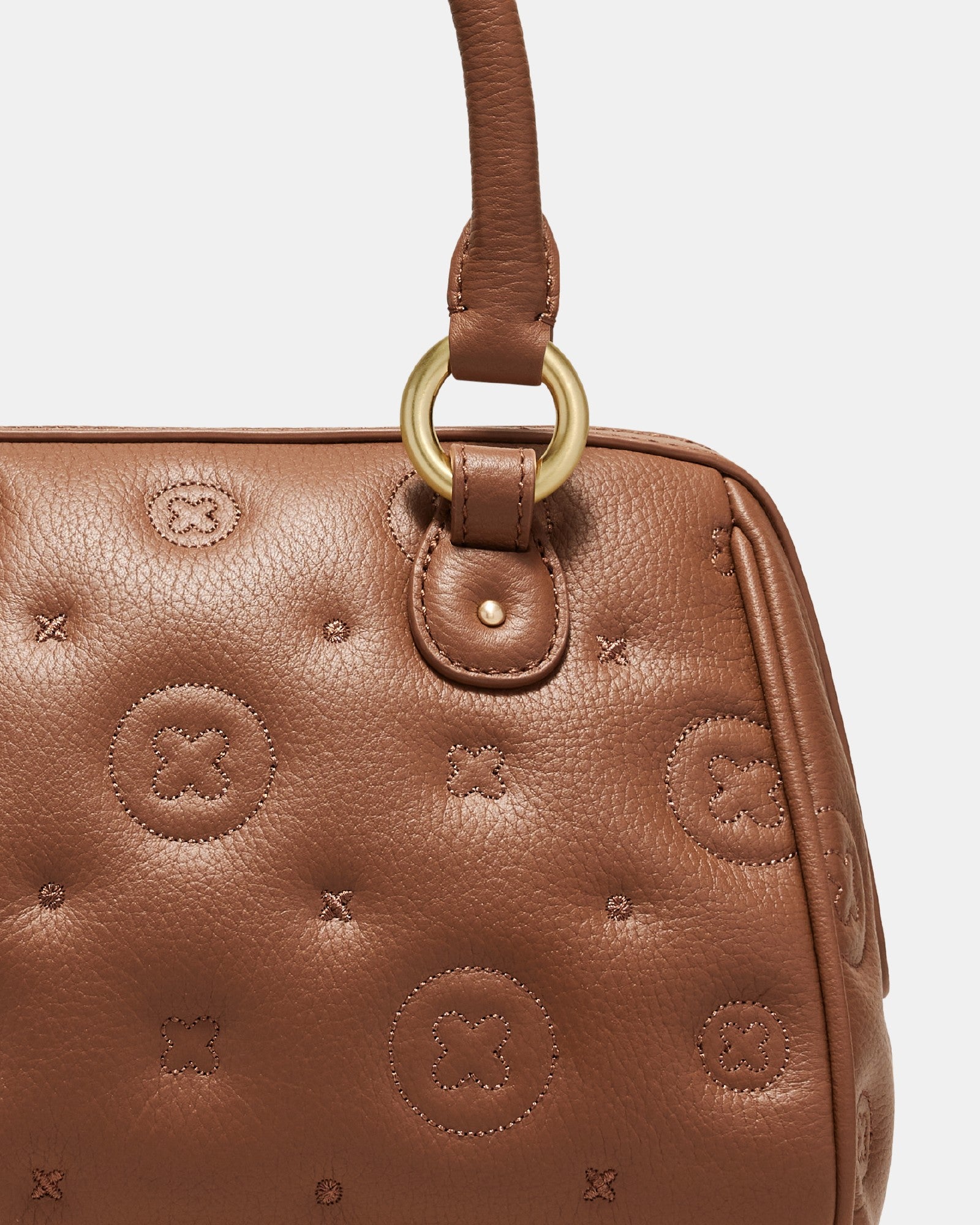 Flashback Leather Bowler Crossbody Bag - Mousse