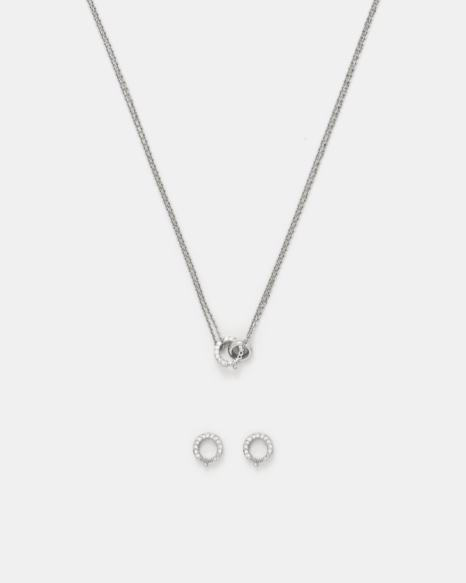Rekindle Earrings And Necklace Set - Silver