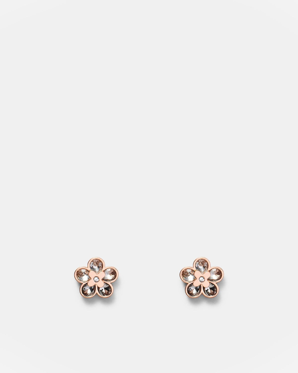 Fleur Crystal Stud Earrings - Rose Gold