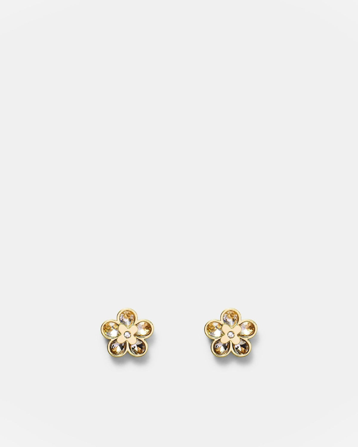 Fleur Crystal Stud Earrings - Gold