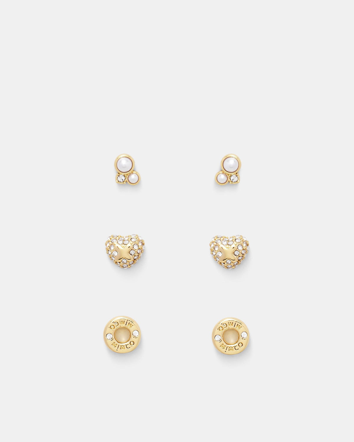 Reflective Stud Earrings Set - Gold