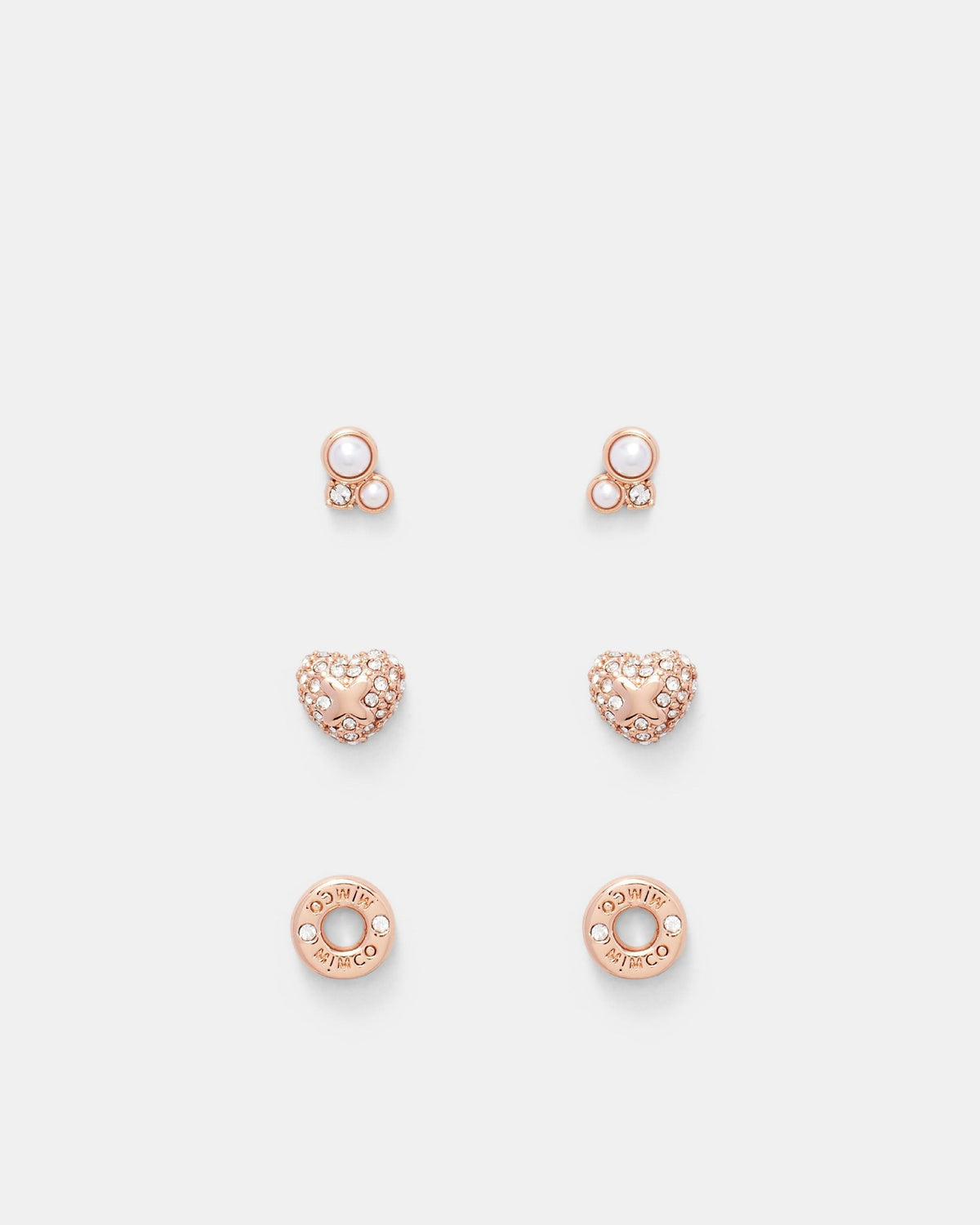 Reflective Stud Earrings Set - Rose Gold