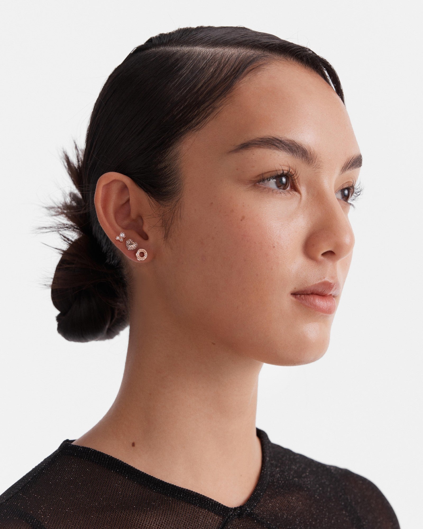 Reflective Stud Earrings Set - Rose Gold