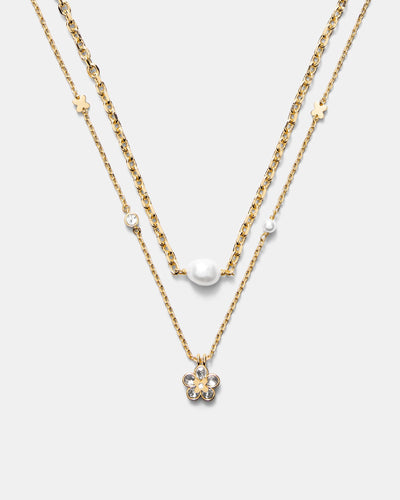 Fleur Duo Necklace - Gold