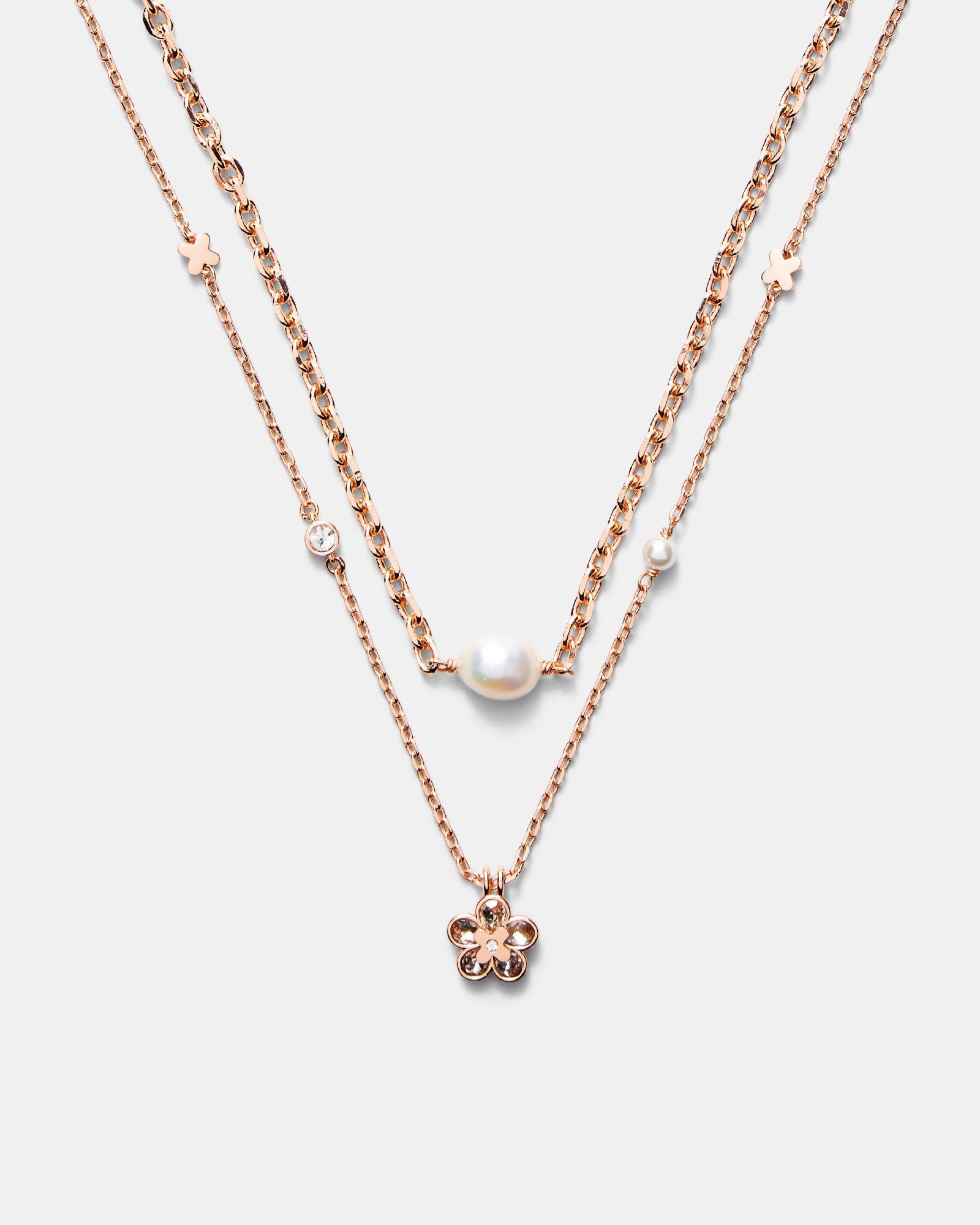 Fleur Duo Necklace - Rose Gold