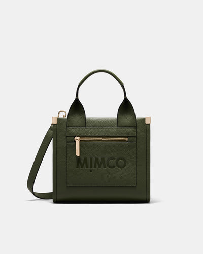 Patch Leather Mini Tote Bag - Winter Moss