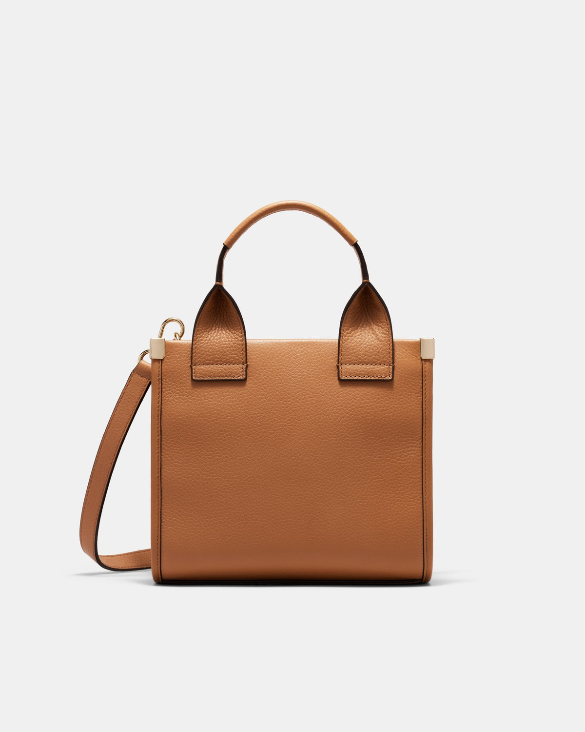 Patch Leather Mini Tote Bag - Caramel