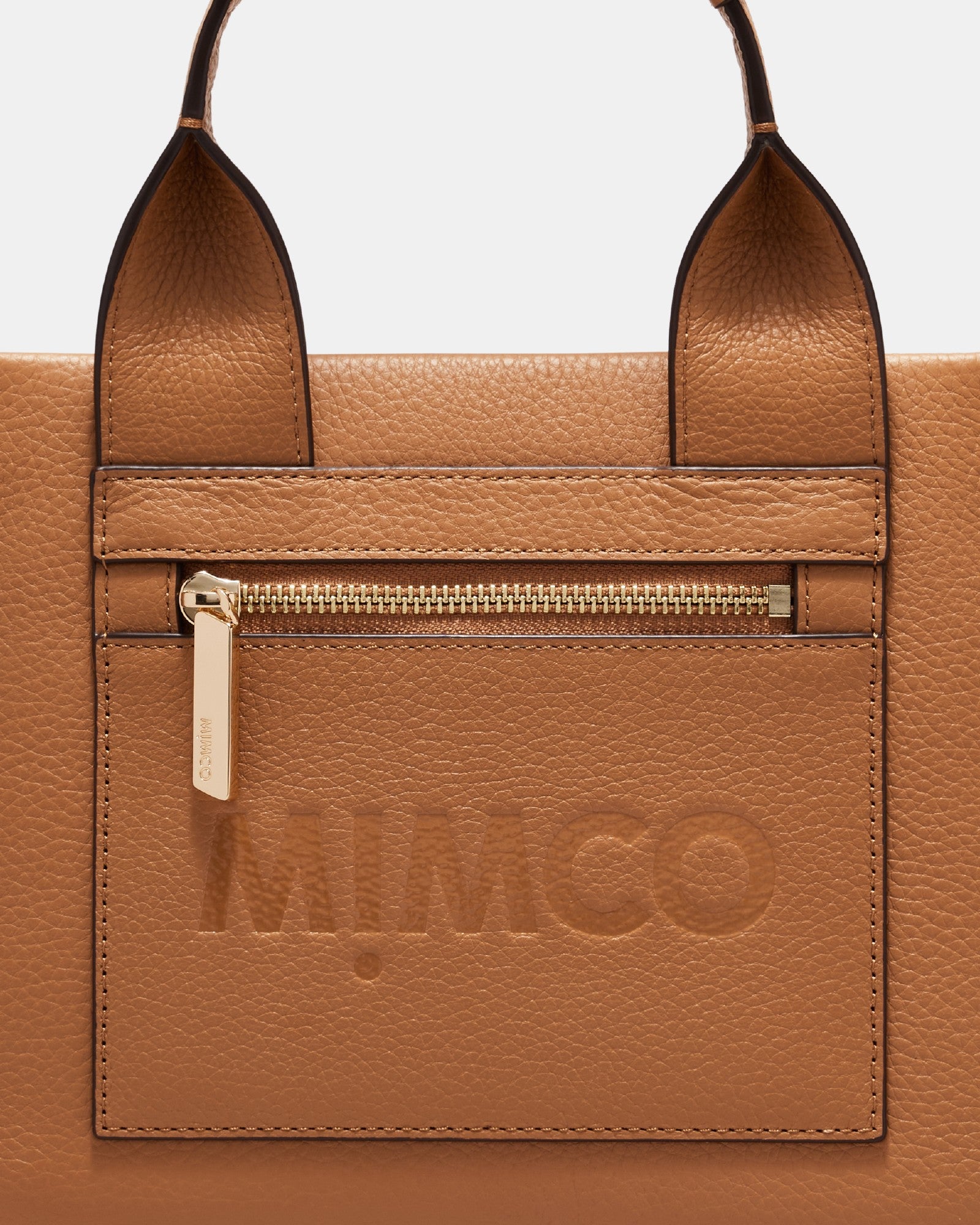 Patch Leather Mini Tote Bag - Caramel