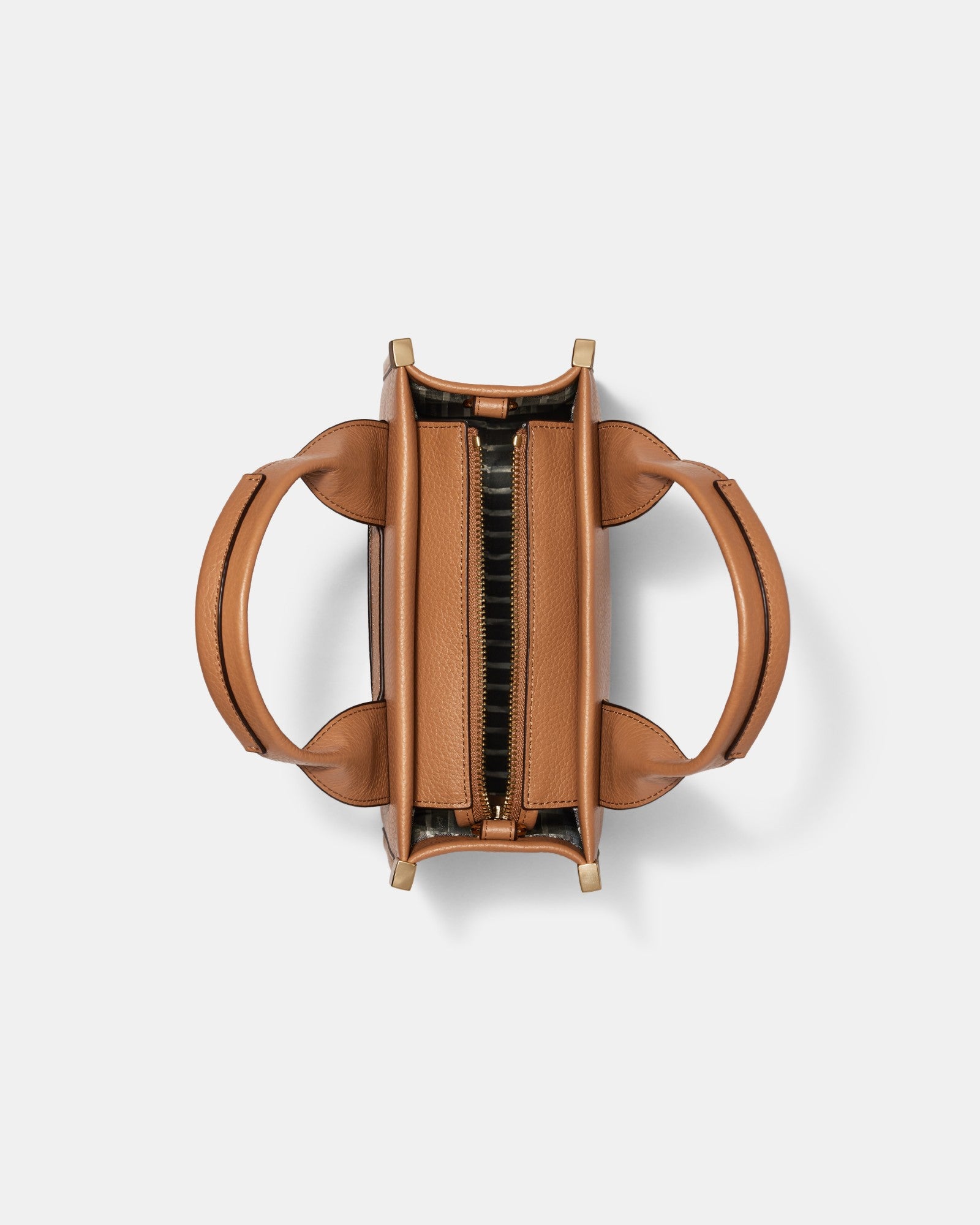 Patch Leather Mini Tote Bag - Caramel