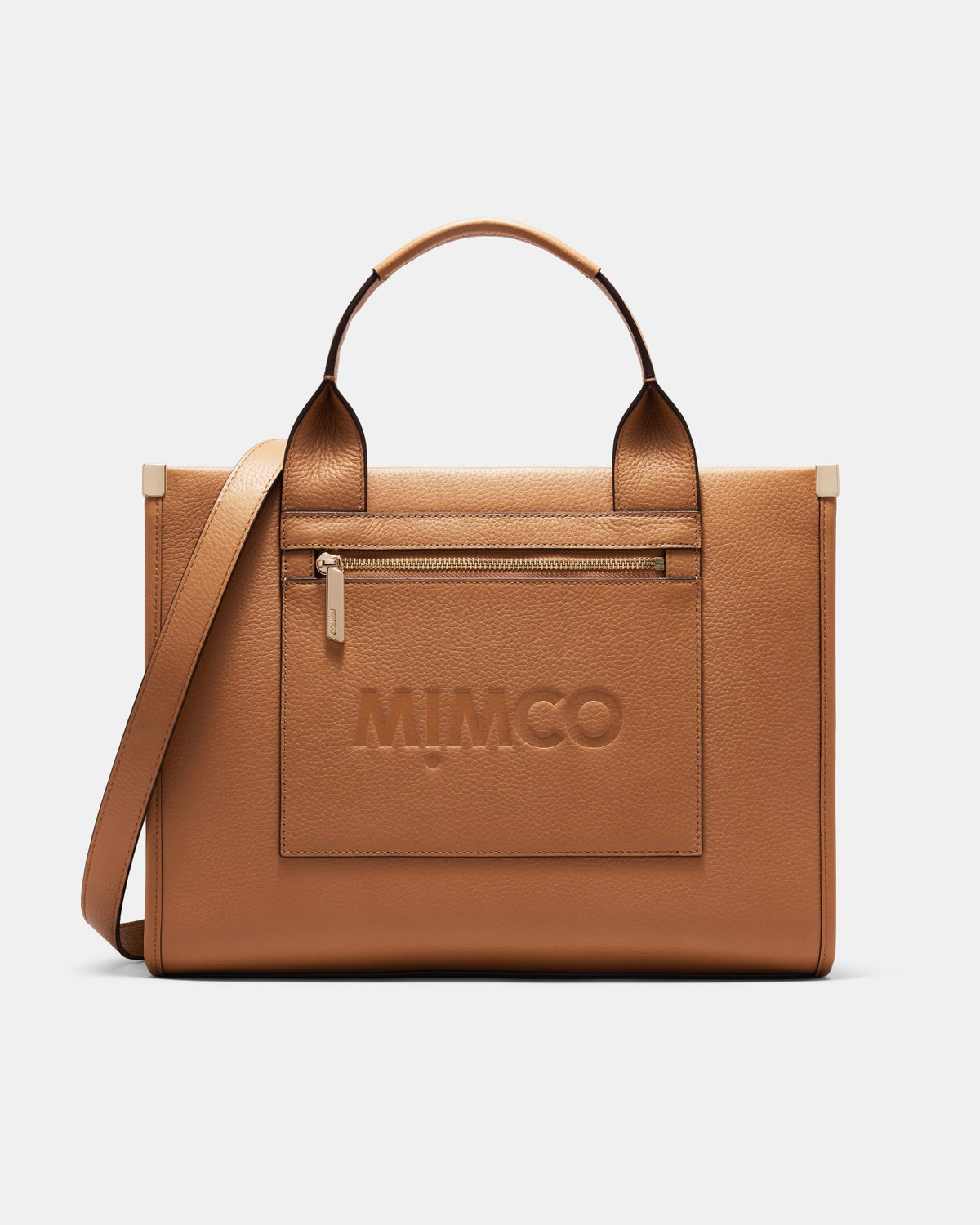 Patch Leather Tote Bag - Caramel
