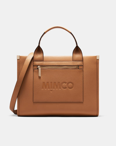 Patch Leather Tote Bag - Caramel