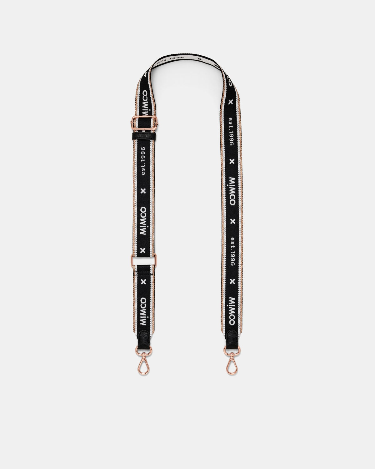 Mim 96 Webbing Bag Strap - Black Rose Gold