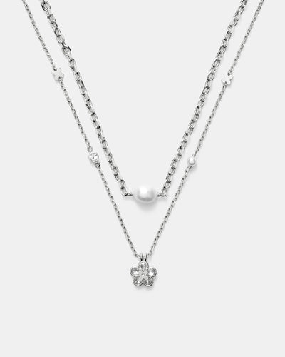 Fleur Duo Necklace - Silver