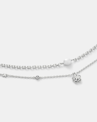 Fleur Duo Necklace - Silver