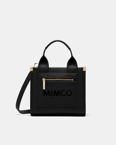 Patch Leather Mini Tote Bag - Black Light Gold