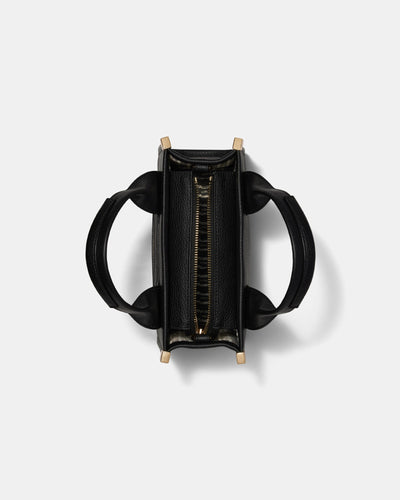 Patch Leather Mini Tote Bag - Black Light Gold