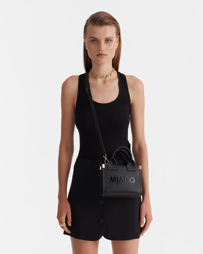 Patch Leather Micro Tote Bag - Black Light Gold