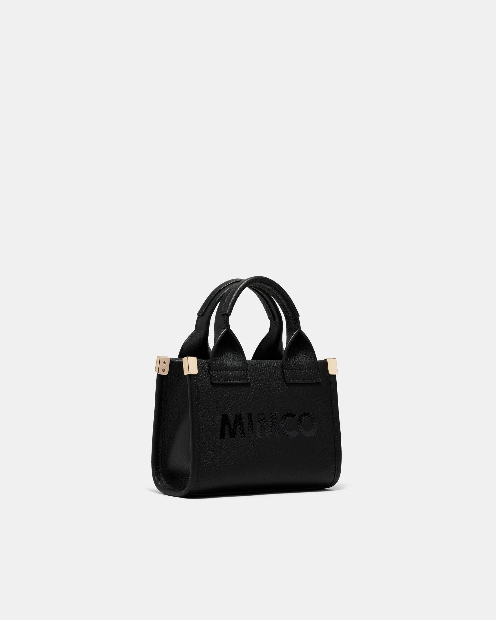 Patch Leather Micro Tote Bag - Black Light Gold