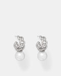 Galaxy Pearl Hoop Earrings - Silver