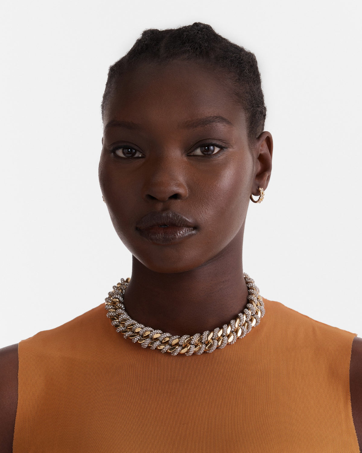 Twisted Crystal Choker Necklace - Gold