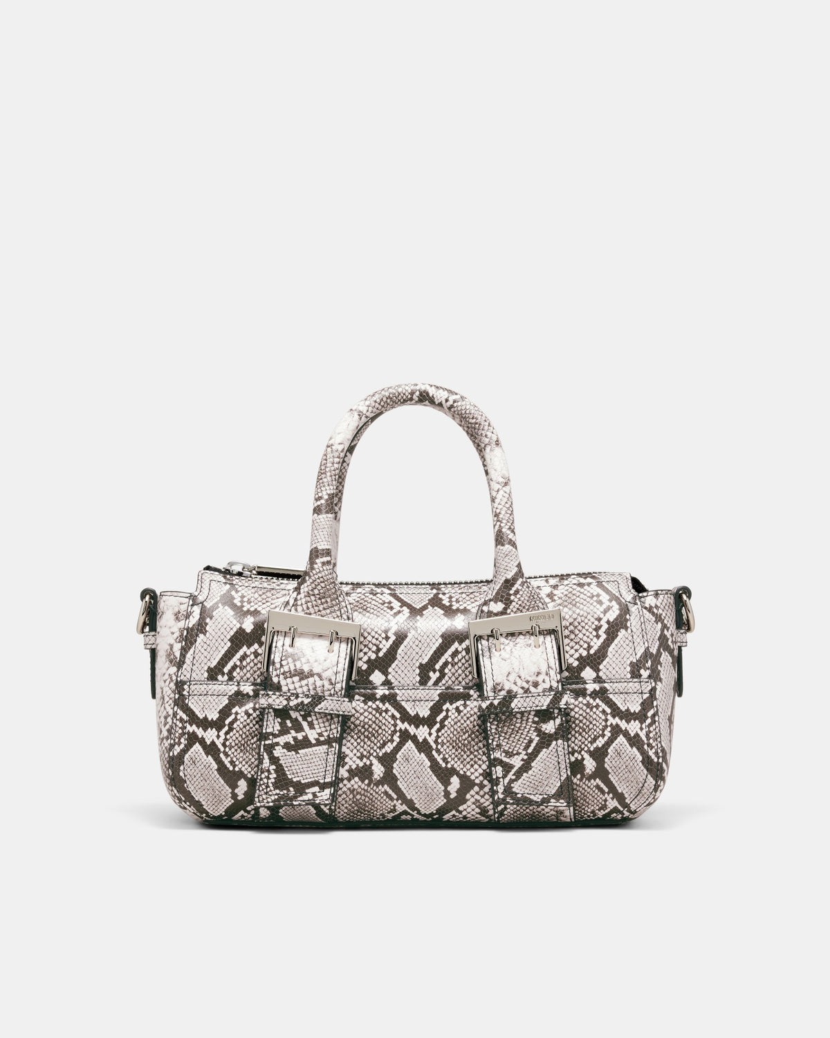 Buckle Up East West Bowler Bag - Ivory Snake