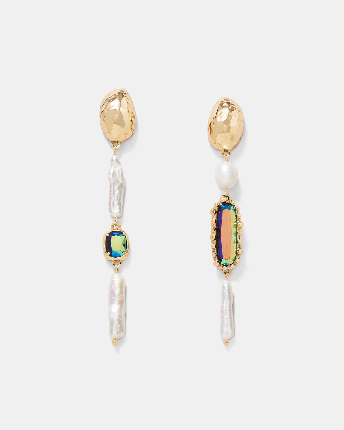 Reflective Long Drop Earrings - Green