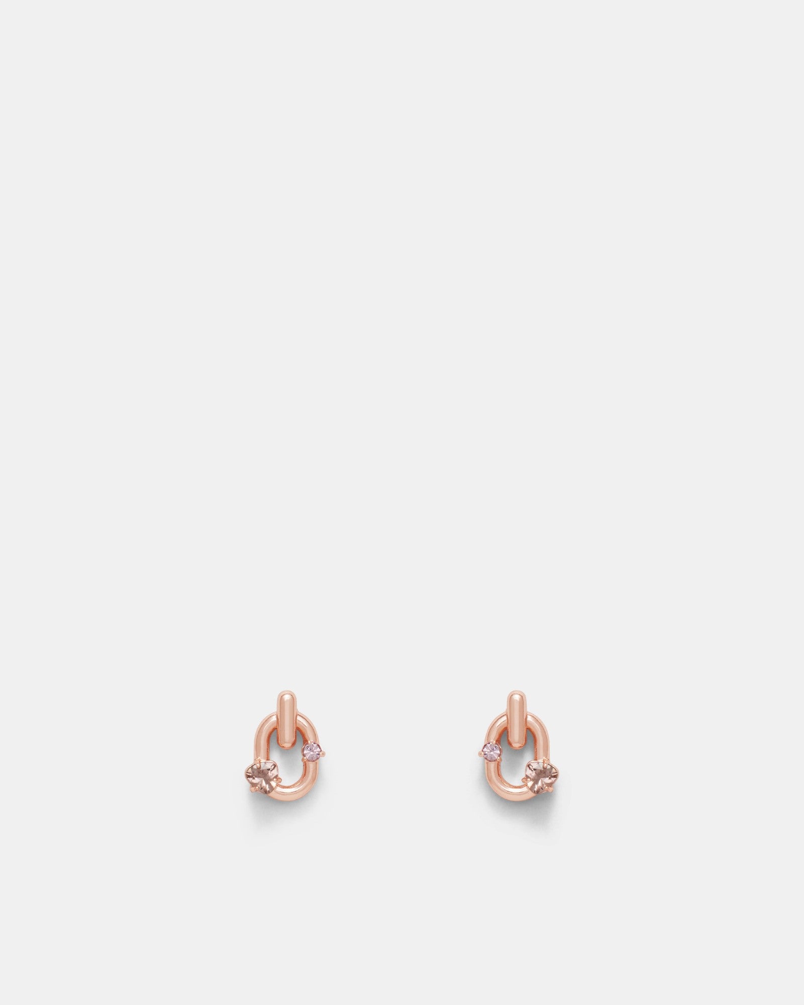 Found Link Stud Earrings - Rose Gold