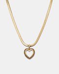 Chained Heart Choker Necklace - Gold