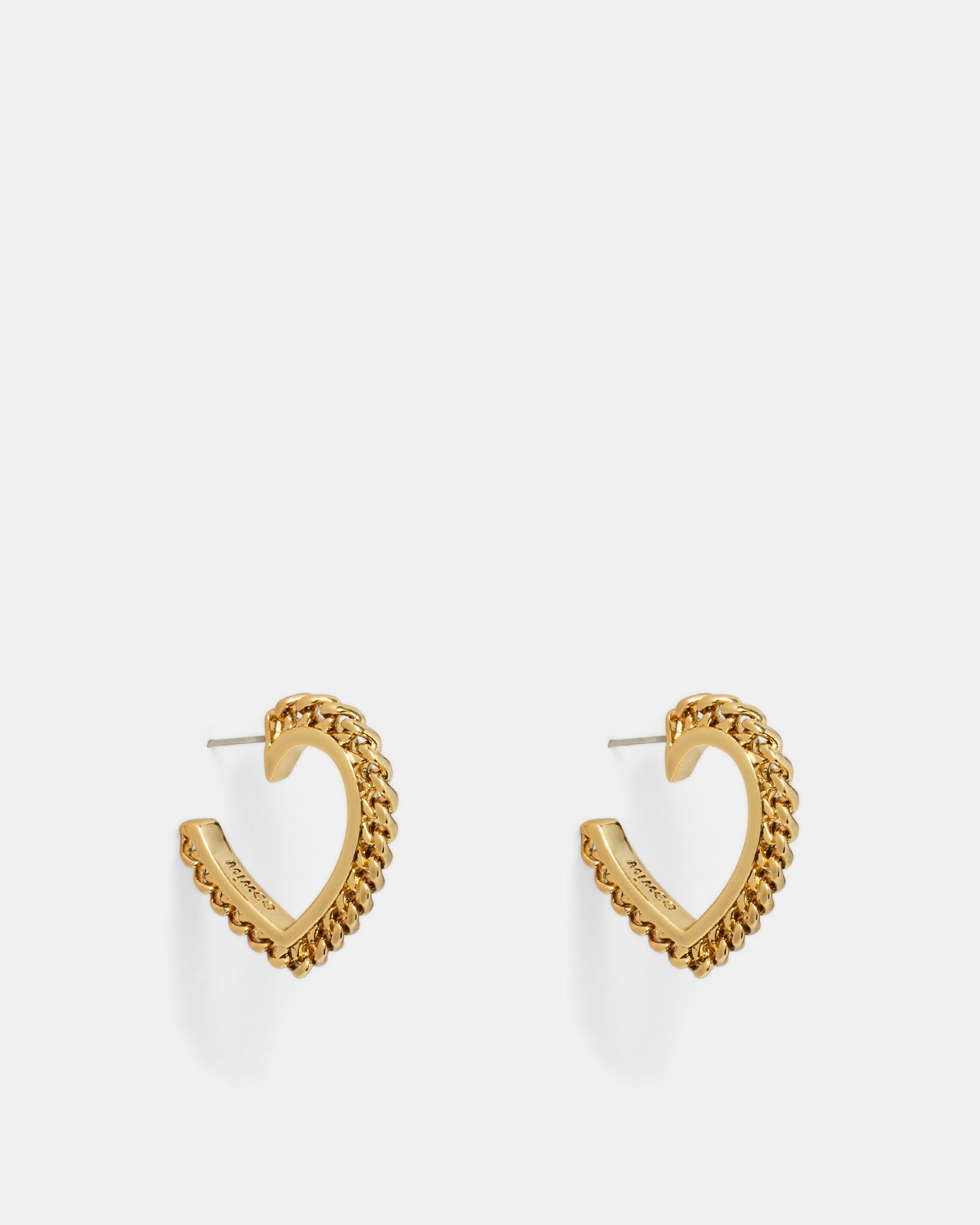 Chained Heart Hoop Earrings - Gold