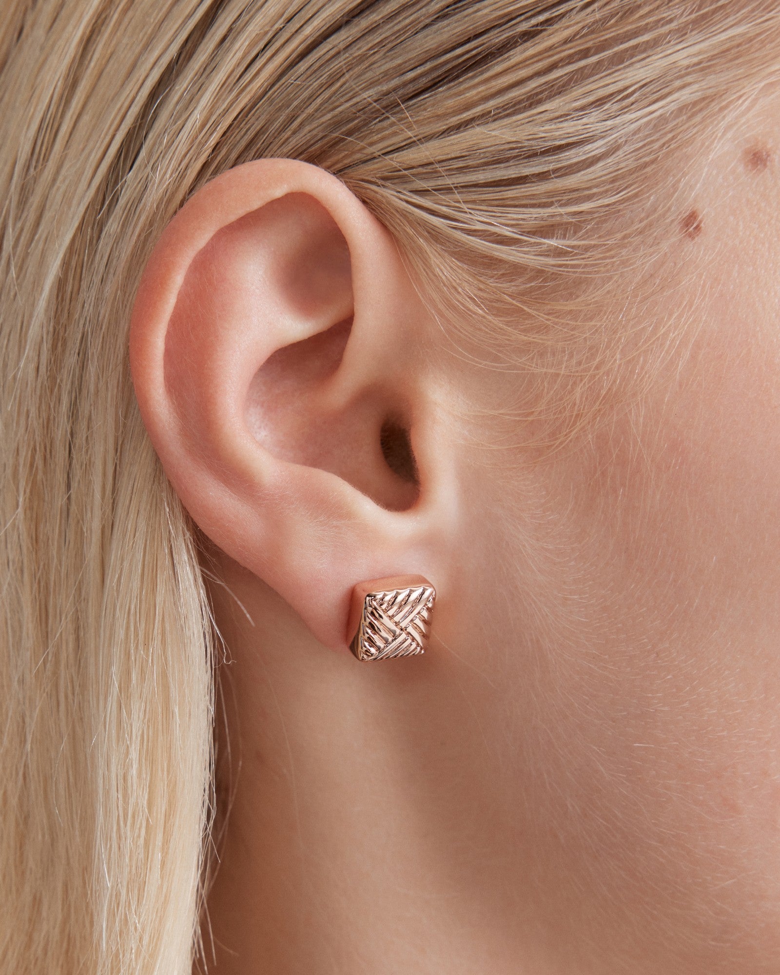 Weave Around Stud Earrings - Rose Gold