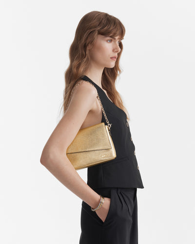 Drift Flapover Shoulder Bag - Light Gold