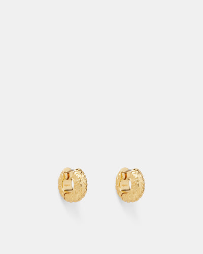 Cool Cat Huggie Hoop Earrings - Gold