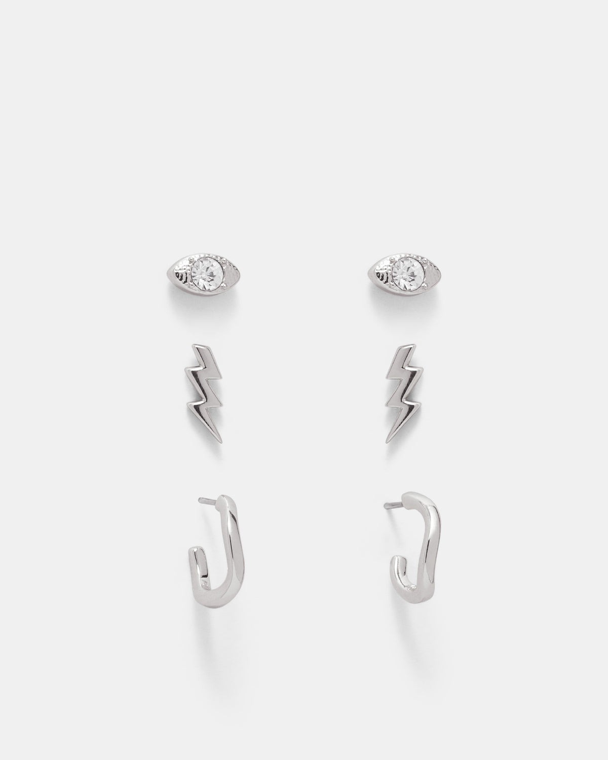 Rock Chick Earrings Set - Silver